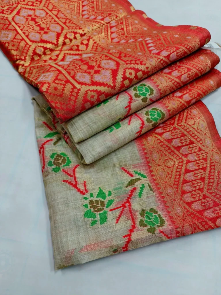 Indian-Kora-Tussar-Silk-Saree-13