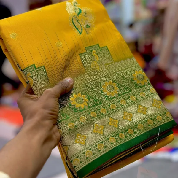 Original Indian Exclusive Meenakari Silk Katan Saree - BDVIVE 0045 7553